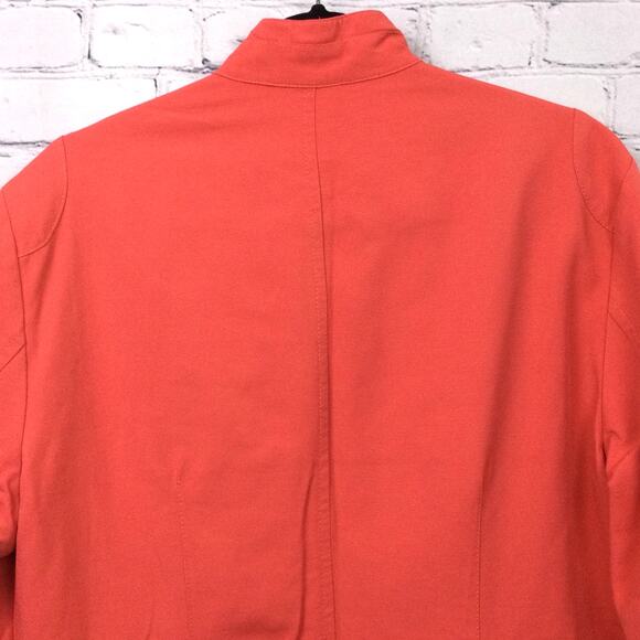 Oltre Women's Mock Neck Flap Pocket Zippered Lightweight Orange Jacket Size 14 - Picture 5 of 15